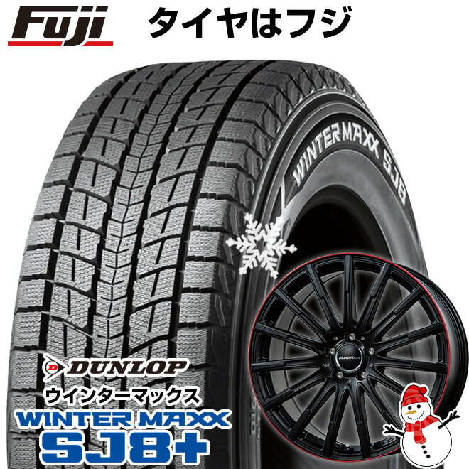 【パンク保証付き】【新品】輸入車用 ベンツGLA（X156） スタッドレスタイヤ ホイール4本セット 215/60R17 ダンロップ ウインターマックス SJ8+ ユーロアクシス エアフルト(マットブラック/レッドリム) 17インチ(送料無料)