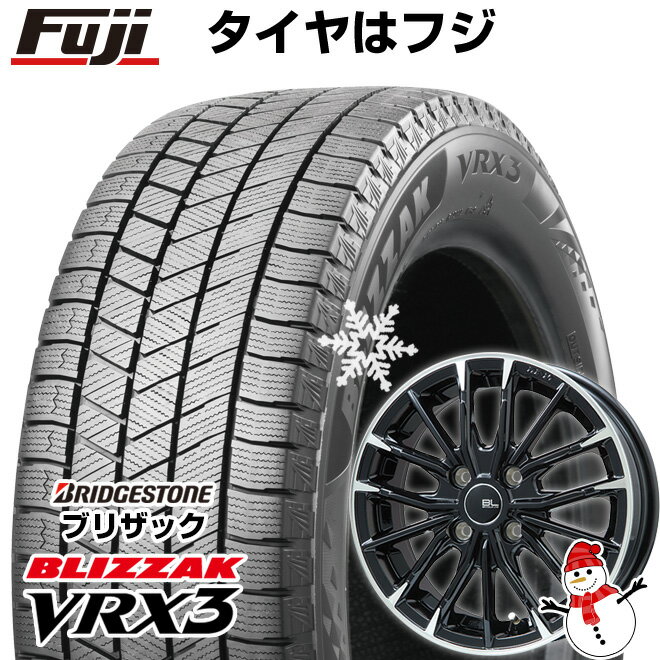 【新品国産4穴100車】 スタッドレスタイヤ ホイール4本セット 185/55R16 ブリヂストン ブリザック VRX3 ブランドルライン DF-10M グロスブラック/カットスポーク 16インチ(送料無料)