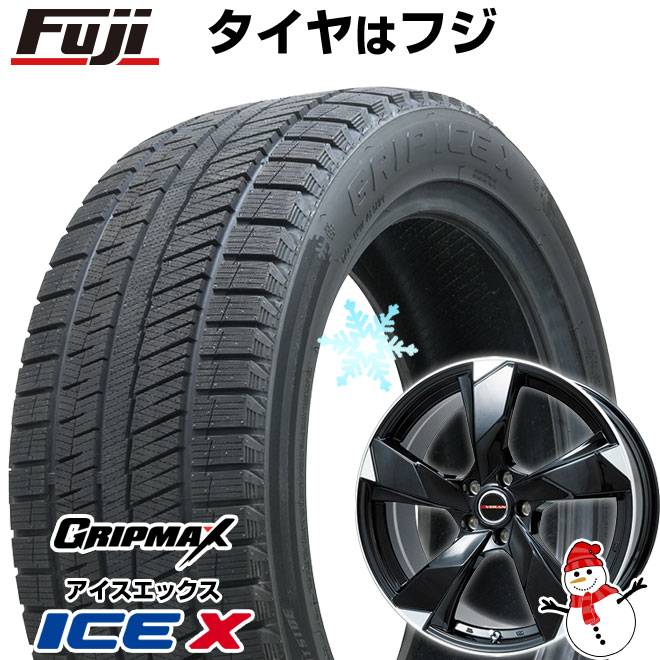【新品国産5穴114.3車】 スタッドレスタイヤ ホイール4本セット 205/55R16 グリップマックス アイスX BSW ブラックサイドウォール(限定) プレミックス ヴェランV(グロスブラック/リムポリッシュ) 16インチ(送料無料)