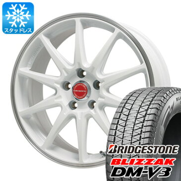 【送料無料 5穴/100】 BRIDGESTONE ブリヂストン ブリザック DM-V3 225/55R18 18インチ スタッドレスタイヤ ホイール4本セット LEHRMEISTER レアマイスター LMスポーツRS10(ホワイト/リムポリッシュ) 7.5J 7.50-18