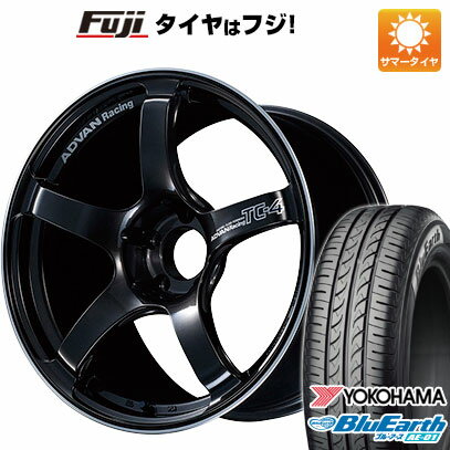 【新品国産4穴100車】 夏タイヤ ホイール4本セット 185/55R15 ヨコハマ ブルーアース AE-01 ヨコハマ アドバンレーシング TC4 15インチ(送料無料) サマータイヤ
