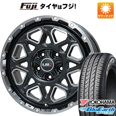 【新品 軽自動車】ハスラー デリカミニ(4WD) 夏タイヤ ホイール4本セット 165/60R15 ヨコハマ ブルーアース AE-01 レアマイスター LMG モンタグナ(ブラックポリッシュ/ブラッククリア) 4.5J 15インチ(送料無料)