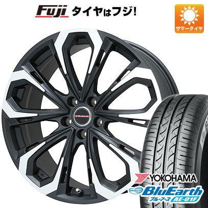 【新品国産4穴100車】 夏タイヤ ホイール4本セット 195/55R16 ヨコハマ ブルーアース AE-01F ビッグウエイ レイシーン プラバ5X(マットブラックポリッシュ) 16インチ(送料無料)