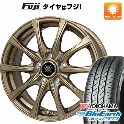 【新品国産車用4穴100】 夏タイヤ ホイール4本セット 195/65R15 ヨコハマ ブルーアース AE-01F プレミックス アマルフィV Jr(ブロンズ) 5.5J 15インチ(送料無料)