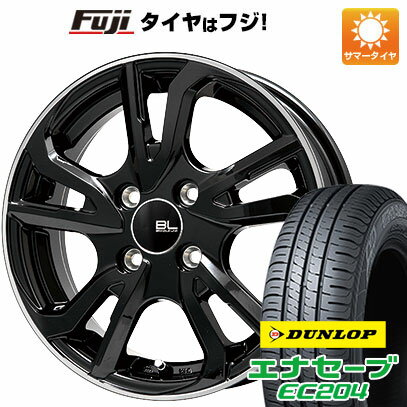 【新品国産4穴100車】 夏タイヤ ホイール4本セット 185/55R15 ダンロップ エナセーブ EC204 ブランドルライン レツィオ ブラックリムポリッシュ 15インチ(送料無料) サマータイヤ