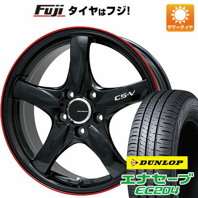 【新品国産5穴114.3車】 夏タイヤ ホイール4本セット 215/60R16 ダンロップ エナセーブ EC204 レアマイスター CS-V(グロスブラック/レッドリム) 16インチ(送料無料) サマータイヤ