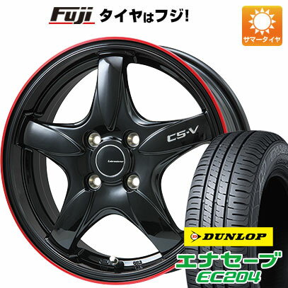 【新品国産5穴114.3車】 夏タイヤ ホイール4本セット 205/65R15 ダンロップ エナセーブ EC204 レアマイスター CS-V(グロスブラック/レッドリム) 15インチ(送料無料) サマータイヤ