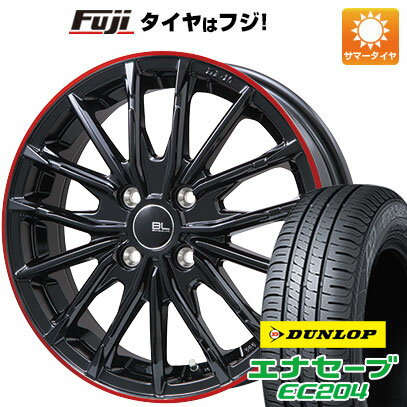 【新品 軽自動車】ハスラー デリカミニ(4WD) 夏タイヤ ホイール4本セット 165/60R15 ダンロップ エナセーブ EC204 ブランドルライン DF-10M グロスブラック/レッドリム 15インチ(送料無料) サマータイヤ