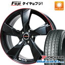 【新品国産5穴114.3車】 夏タイヤ ホイール4本セット 225/55R18 ヨコハマ ブルーアース ES32 プレミックス ヴェランV(グロスブラック/レッドリム) 18インチ(送料無料) サマータイヤ