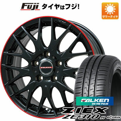 【新品国産5穴114.3車】 夏タイヤ ホイール4本セット 205/60R16 ファルケン ジークス ZE310R エコラン(限定) ビッグウエイ レイシーン プラバ9MJrII グロスブラック/レッドリム 16インチ(送料無料) サマータイヤ