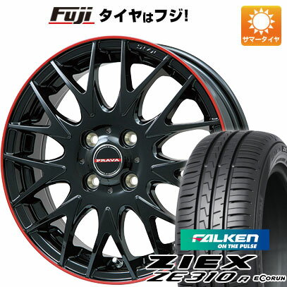 【新品国産4穴100車】 夏タイヤ ホイール4本セット 185/55R15 ファルケン ジークス ZE310R エコラン(限定) ビッグウエイ レイシーン プラバ9MJrII グロスブラック/レッドリム 15インチ(送料無料) サマータイヤ