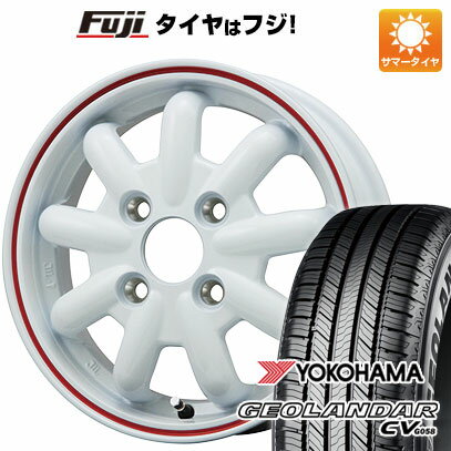 【新品 軽自動車】ハスラー デリカミニ(4WD) 夏タイヤ ホイール4本セット 165/60R15 ヨコハマ ジオランダー CV G058 ブランドルライン ストレンジャーKST-9改(ホワイトレッドライン) 15インチ(送料無料) サマータイヤ