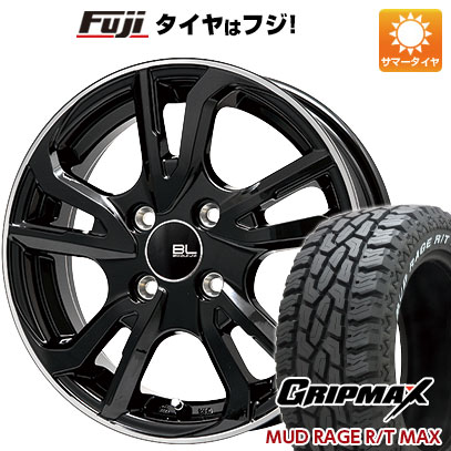 【新品国産5穴114.3車】 夏タイヤ ホイール4本セット 195/65R15 グリップマックス マッドレイジR/T MAX RWL(限定) ブランドルライン レツィオ ブラックリムポリッシュ 15インチ(送料無料)