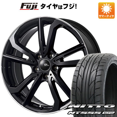 【パンク保証付き】【新品国産5穴100車】 夏タイヤ ホイール4本セット 215/45R17 ニットー NT555 G2 ブランドルライン レツィオ ブラックリムポリッシュ 17インチ(送料無料)