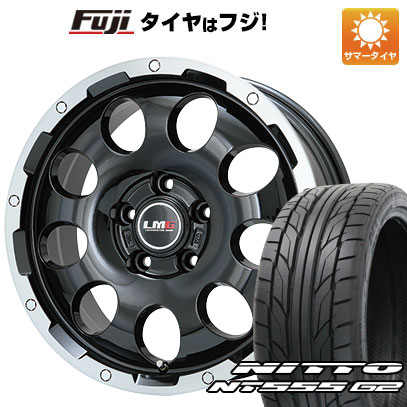 【パンク保証付き】【新品国産車用5穴114.3】 夏タイヤ ホイール4本セット 225/45R18 ニットー NT555 G2 レアマイスター LMG CS-9 ブラック/ブラッククリアリム 18インチ(送料無料)