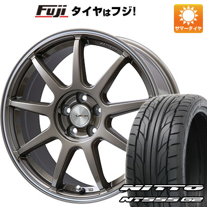 【パンク保証付き】【新品国産5穴114.3車】 夏タイヤ ホイール4本セット 215/40R18 ニットー NT555 G2 レアマイスター LMスポーツLM-QR ブロンズ/ラインポリッシュ 18インチ(送料無料) サマータイヤ