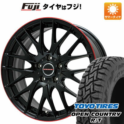 【新品国産5穴114.3車】 夏タイヤ ホイール4本セット 225/60R17 トーヨー オープンカントリー R/T RBL ビッグウエイ レイシーン プラバ9M(グロスブラック/レッドリム) 17インチ(送料無料)