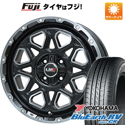 【パンク保証付き】【新品 軽自動車】ハスラー デリカミニ(4WD) 夏タイヤ ホイール4本セット 165/60R15 ヨコハマ ブルーアース RV-03CK レアマイスター LMG モンタグナ(ブラックポリッシュ/ブラッククリア) 4.5J 15インチ(送料無料)