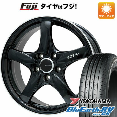 【パンク保証付き】【新品 軽自動車】エブリイワゴン 夏タイヤ ホイール4本セット 165/60R14 ヨコハマ ブルーアース RV-03CK レアマイスター CS-V(グロスブラック/リムポリッシュ) 14インチ(送料無料) サマータイヤ
