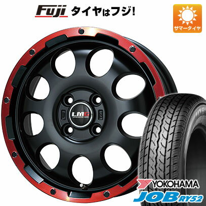 【新品 軽自動車】軽トラ 軽バン 夏タイヤ ホイール4本セット 145R12 6PR ヨコハマ RY52 レアマイスター LMG CS-9 マットブラック/レッドリム 12インチ(送料無料) サマータイヤ