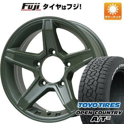 【新品】ジムニーシエラ 夏タイヤ ホイール4本セット 195/80R15 トーヨー オープンカントリー A/T III RBL プレミックス エステラ(オリーブグリーン) 15インチ(送料無料)