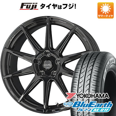 【新品国産車用4穴100】 夏タイヤ ホイール4本セット 195/55R16 ヨコハマ ブルーアース AE-01F 共豊 サーキュラー C10R 16インチ(送料無料)