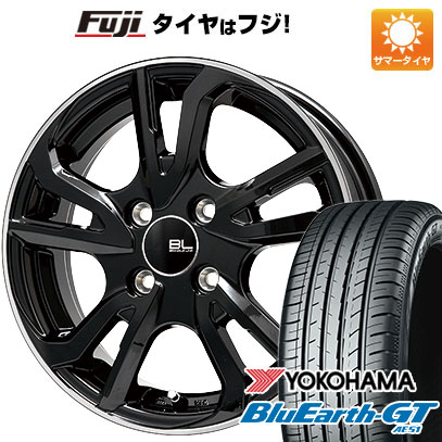 【新品国産4穴100車】 夏タイヤ ホイール4本セット 195/55R15 ヨコハマ ブルーアース GT AE51 ブランドルライン レツィオ ブラックリムポリッシュ 15インチ(送料無料)