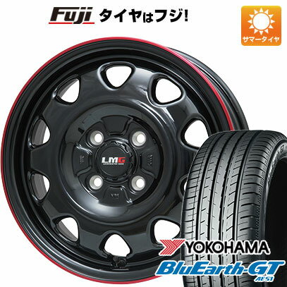 【新品国産4穴100車】 夏タイヤ ホイール4本セット 195/45R16 ヨコハマ ブルーアース GT AE51 レアマイスター LMG OFF-STYLE(グロスブラック/レッドリム) 16インチ(送料無料) サマータイヤ