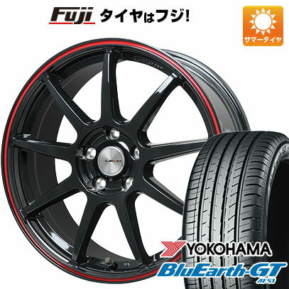 【新品国産5穴114.3車】 夏タイヤ ホイール4本セット 215/60R16 ヨコハマ ブルーアース GT AE51 レアマイスター LMスポーツLM-QR グロスブラック/レッドライン 16インチ(送料無料) サマータイヤ