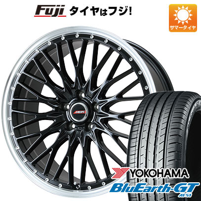【新品国産車用5穴114.3】 夏タイヤ ホイール4本セット 245/35R19 ヨコハマ ブルーアース GT AE51 プレミックス MER PROMESH グロスブラック/リムポリッシュ 19インチ(送料無料)
