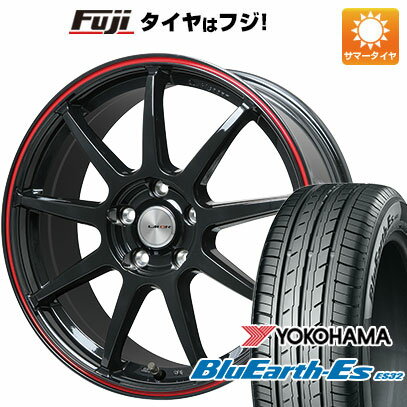 【新品国産車用5穴114.3】 夏タイヤ ホイール4本セット 205/60R16 ヨコハマ ブルーアース ES32 レアマイスター LMスポーツLM-QR グロスブラック/レッドライン 16インチ(送料無料)