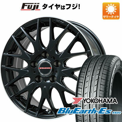 【新品国産5穴114.3車】 夏タイヤ ホイール4本セット 215/65R16 ヨコハマ ブルーアース ES32 ビッグウエイ レイシーン プラバ9MJrII グロスブラック/リムポリッシュ 16インチ(送料無料) サマータイヤ
