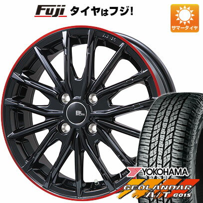 【新品 軽自動車】ハスラー デリカミニ(4WD) 夏タイヤ ホイール4本セット 165/60R15 ヨコハマ ジオランダー A/T G015 RBL ブランドルライン DF-10M グロスブラック/レッドリム 15インチ(送料無料) サマータイヤ