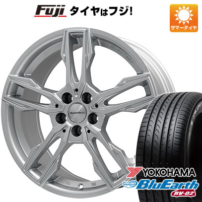 クーポン対象 【取付対象】【送料無料 ボルボ（V40クロスカントリー）】 225/45R18 18インチ EUROTECH ユーロテック ガヤ エリージ(シルバー) 7.5J 7.50-18 YOKOHAMA ブルーアース RV-02 サマータイヤ ホイール4本セット 輸入車