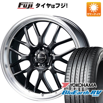 【パンク保証付き】【新品国産5穴114.3車】 夏タイヤ ホイール4本セット 215/45R18 ヨコハマ ブルーアース RV-03 ブレスト ユーロスポーツ タイプ805 セミグロスブラック 18インチ(送料無料) サマータイヤ