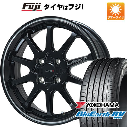 【パンク保証付き】【新品国産5穴114.3車】 夏タイヤ ホイール4本セット 205/65R15 ヨコハマ ブルーアース RV-03 レアマイスター LMスポーツLM-10R(ブラック/ラインポリッシュ) 15インチ(送料無料) サマータイヤ