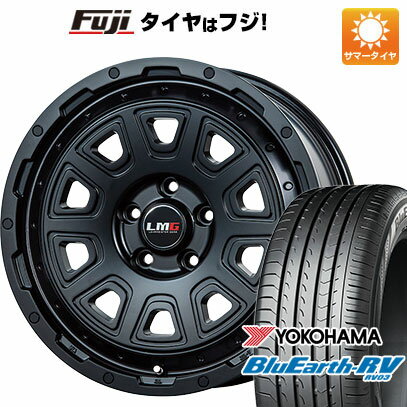 【パンク保証付き】【新品国産車用5穴114.3】 夏タイヤ ホイール4本セット 215/65R16 ヨコハマ ブルーアース RV-03 レアマイスター LMG DS-10 マットブラック 16インチ(送料無料)