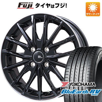 【パンク保証付き】【新品国産5穴114.3車】 夏タイヤ ホイール4本セット 195/60R16 ヨコハマ ブルーアース RV-03 ブランドルライン DF-10M グロスブラック/リムポリッシュ 16インチ(送料無料) サマータイヤ