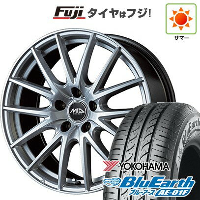【新品国産車用5穴100】 夏タイヤ ホイール4本セット 195/65R15 ヨコハマ ブルーアース AE-01F MID WHEELS SQ27 15インチ(送料無料)