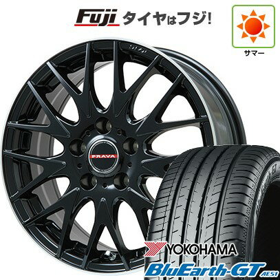【新品国産車用4穴100】 夏タイヤ ホイール4本セット 195/45R16 ヨコハマ ブルーアース GT AE51 ビッグウエイ レイシーン プラバ9MJrII グロスブラック/リムポリッシュ 16インチ(送料無料)