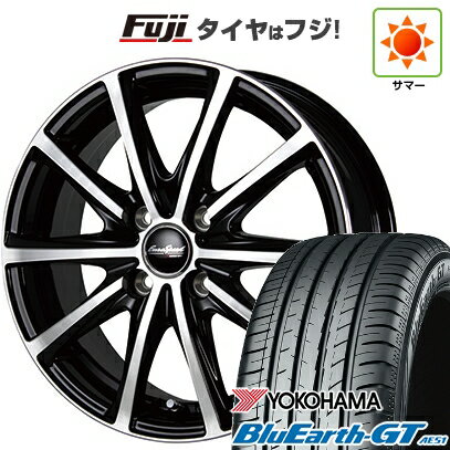 【新品国産4穴100車】 夏タイヤ ホイール4本セット 195/45R16 ヨコハマ ブルーアース GT AE51 MID WHEELS V25 ブラックポリッシュ 16インチ(送料無料) サマータイヤ