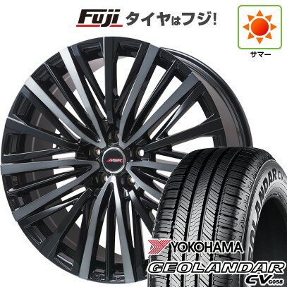 【新品国産車用5穴114.3】 夏タイヤ ホイール4本セット 225/60R18 ヨコハマ ジオランダー CV G058 プレミックス MER-V ブラッククリア 18インチ(送料無料)