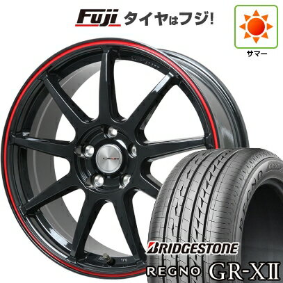 【新品国産5穴114.3車】 夏タイヤ ホイール4本セット 225/45R18 ブリヂストン レグノ GR-XIII(2023年製) レアマイスター LMスポーツ LM-QR グロスブラック/レッドライン 18インチ(送料無料) サマータイヤ