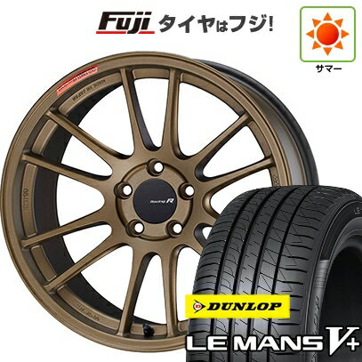 【新品国産車用5穴100】 夏タイヤ ホイール4本セット 225/40R18 ダンロップ ルマン V+(ファイブプラス) ENKEI エンケイ GTC01 RR チタニウムゴールド 18インチ(送料無料)