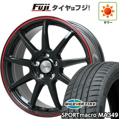 【新品国産車用5穴100】 夏タイヤ ホイール4本セット 215/45R17 ミレバー スポーツマクロ MA349(限定) レアマイスター LMスポーツLM-QR グロスブラック/レッドライン 17インチ(送料無料)