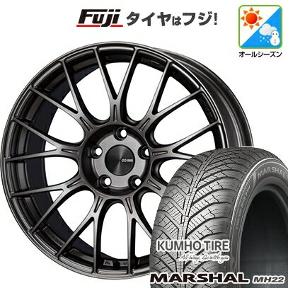 【新品国産5穴114.3車】 オールシーズンタイヤ ホイール4本セット 235/55R18 クムホ マーシャル MH22 オールシーズン(限定) ENKEI エンケイ PFM1 18インチ(送料無料)