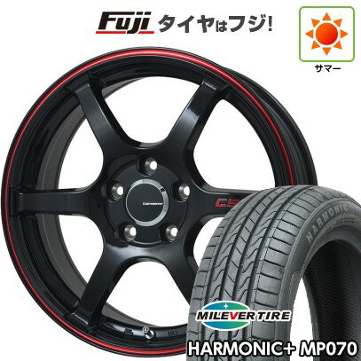 【新品】60系プリウス 夏タイヤ ホイール4本セット 195/60R17 ミレバー ハーモニック プラス MP070(限定) レアマイスター CS-V6(グロスブラック/レッドライン) 7J 17インチ(送料無料)