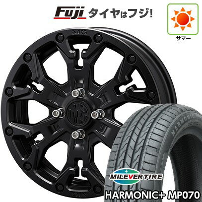 【新品 軽自動車】N-BOX タント スペーシア 夏タイヤ ホイール4本セット 165/55R15 ミレバー ハーモニック プラス MP070(限定) クリムソン マーテルギア(MG) ゴーレム Jr 4.5J 15インチ(送料無料)