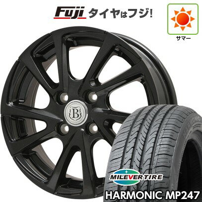 【新品 軽自動車】エブリイワゴン 夏タイヤ ホイール4本セット 165/50R15 ミレバー ハーモニック MP247(限定) ブランドルライン ボレアノ10 パールブラック 4.5J 15インチ(送料無料)
