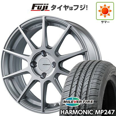 【新品 軽自動車】エブリイワゴン 夏タイヤ ホイール4本セット 165/50R15 ミレバー ハーモニック MP247(限定) ブリヂストン ポテンザ SW010 5J 15インチ(送料無料)